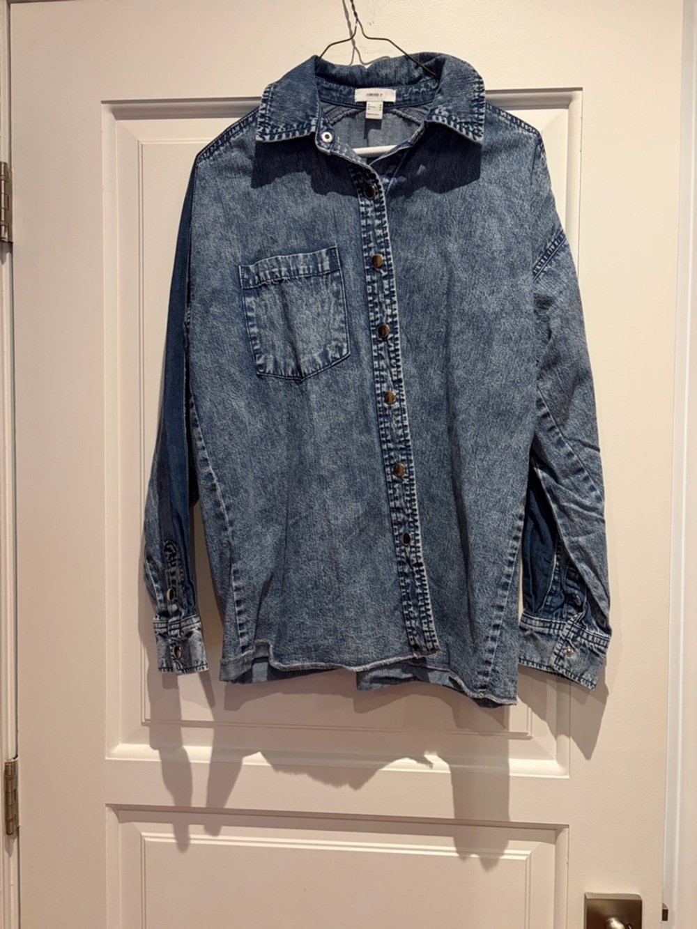Forever 21 Light Wash Denim Button-Down Shirt